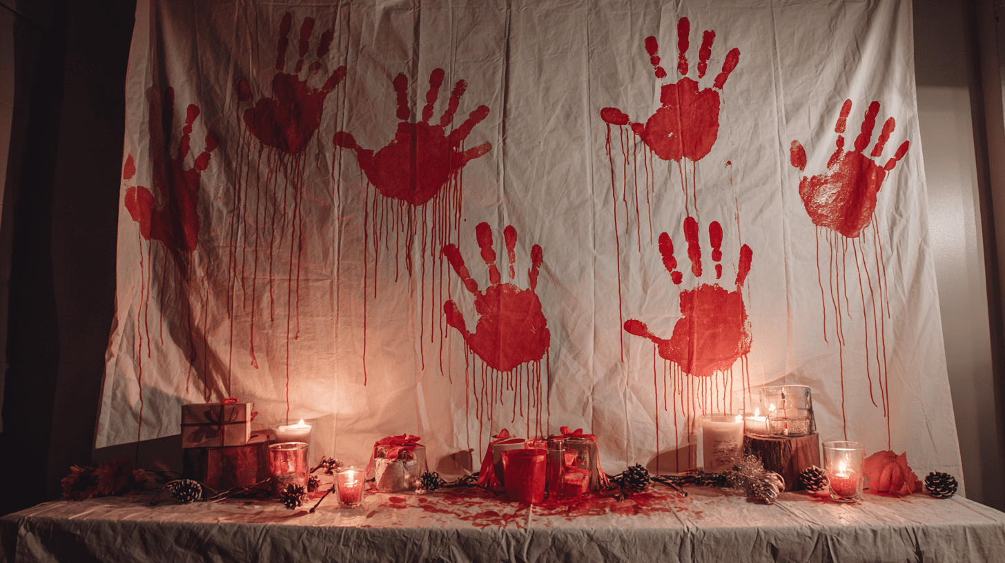 Bloody Handprint Backdrop Halloween Birthday