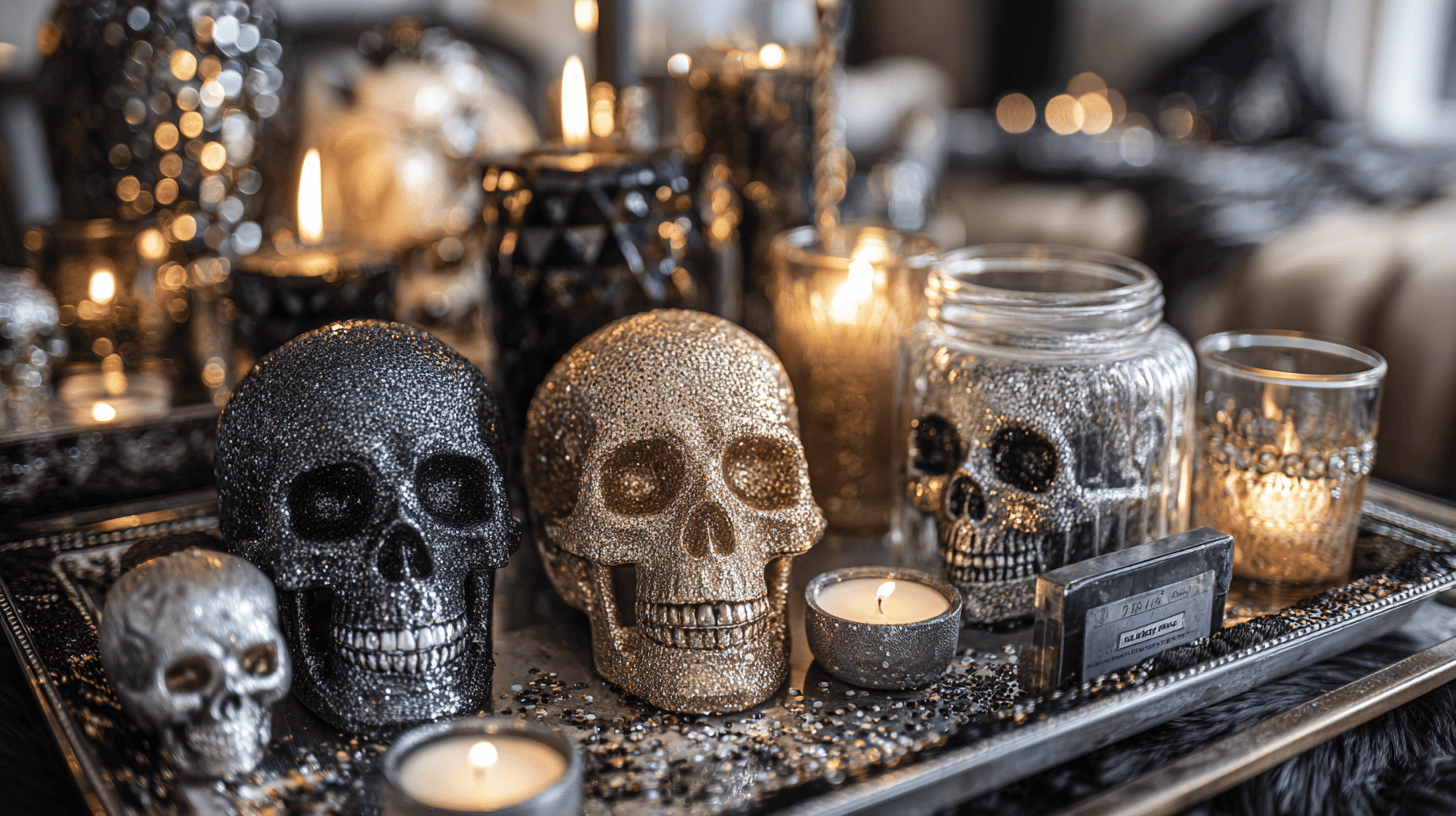 Glittery Skull Decor Halloween Birthday
