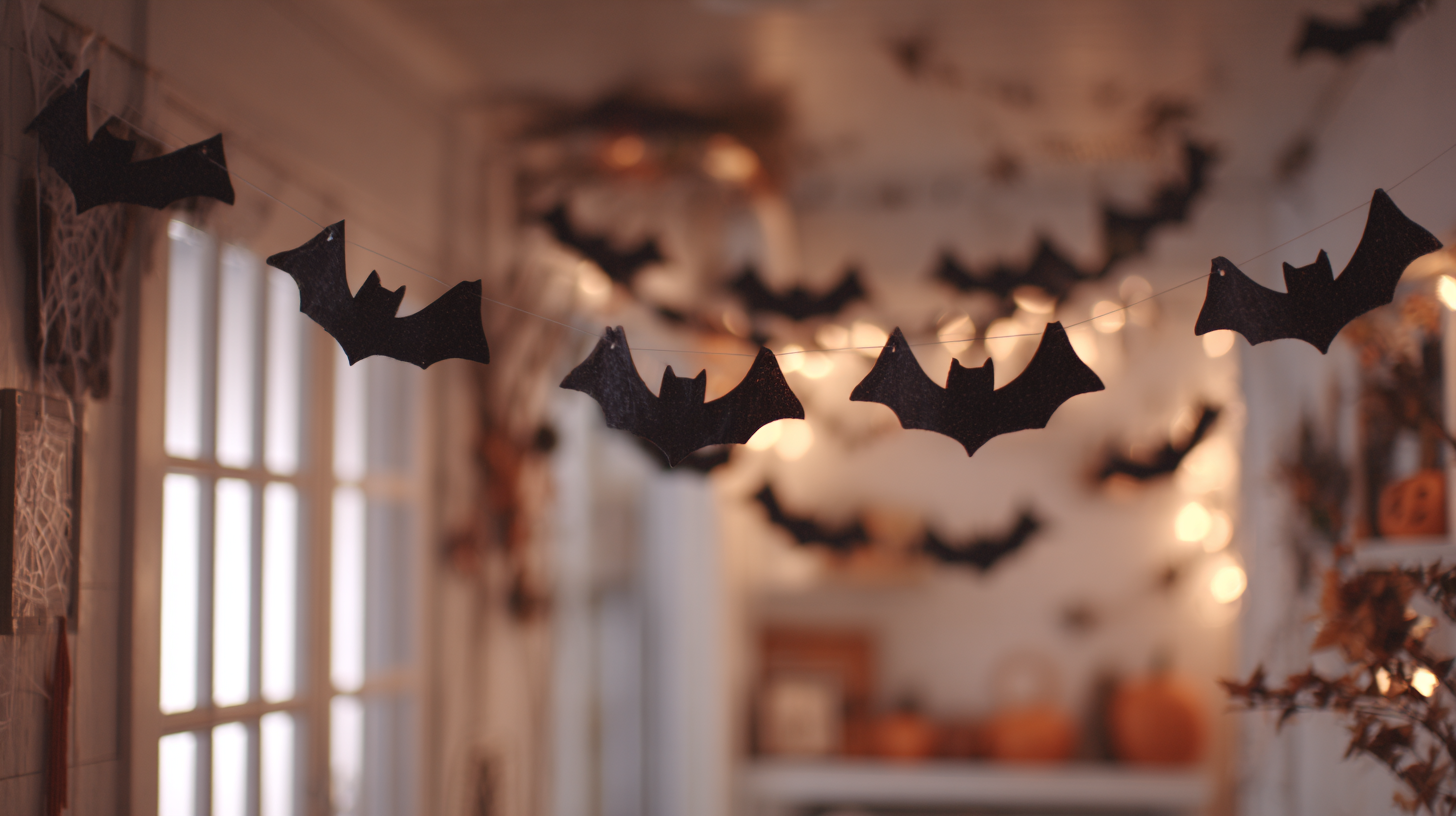 Hanging Bat Garland Halloween Birthday Decoration