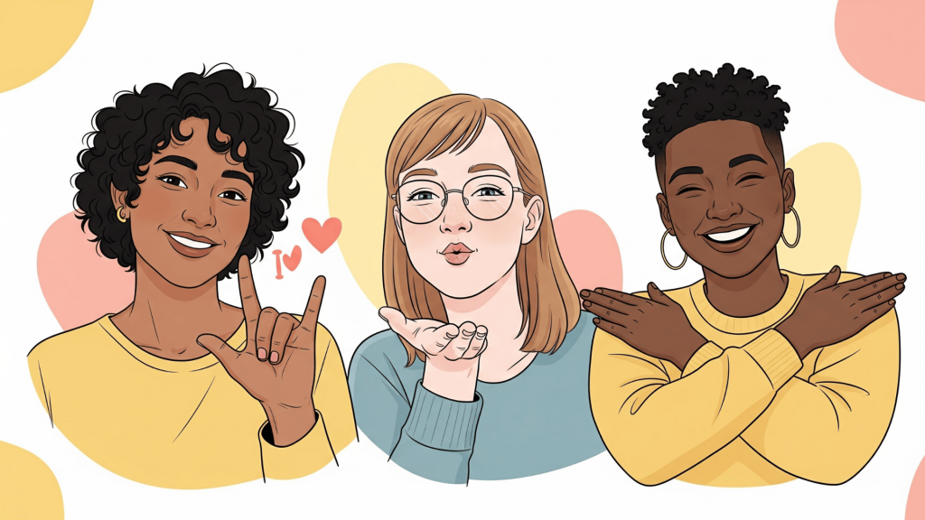 I Love You, Kiss, and Hug How to Sign in ASL for Beginners