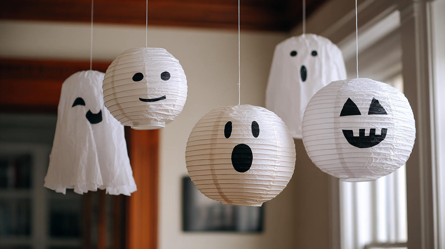 Paper Lantern Ghosts Kids Halloween Craft