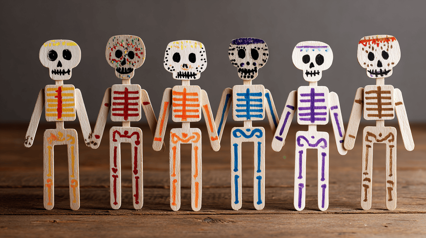 Popsicle Stick Skeletons Kids Halloween Craft