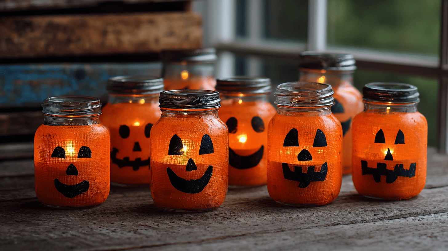 Pumpkin Mason Jar Lanterns Kids Halloween Craft
