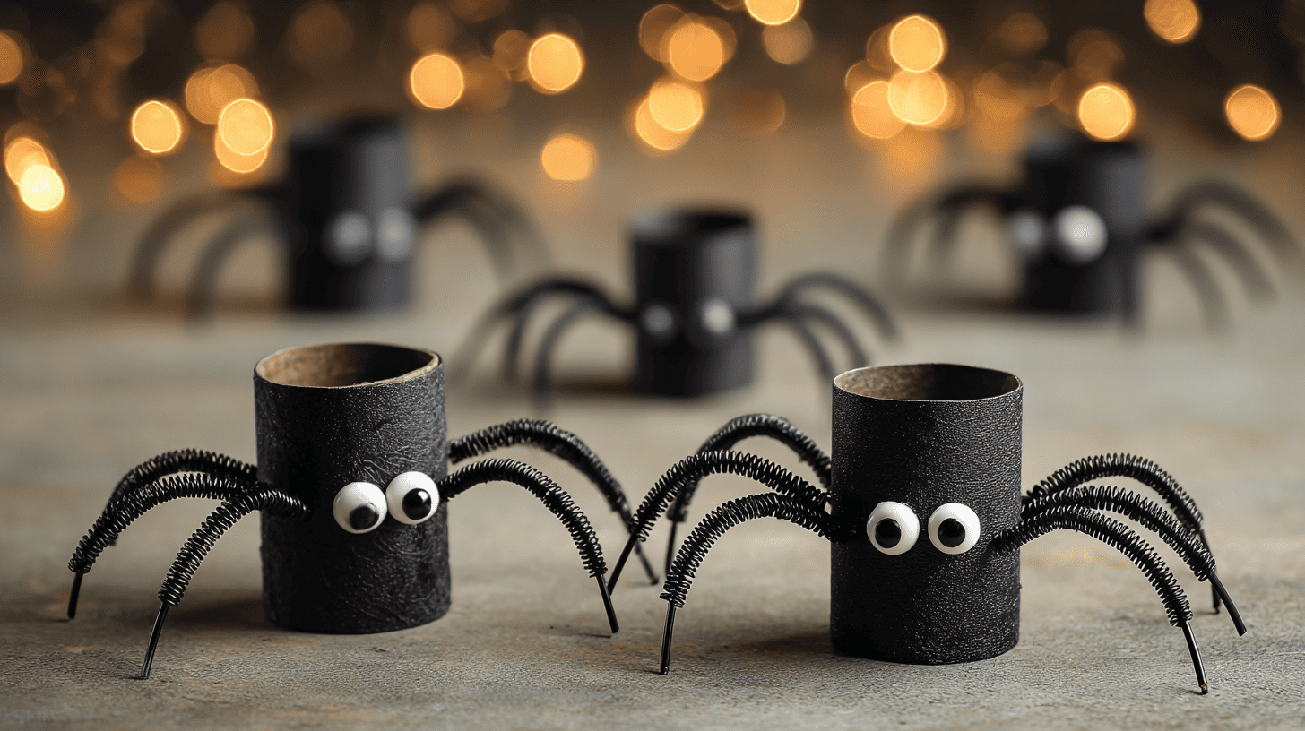 Toilet Paper Roll Spiders Kids Halloween Craft
