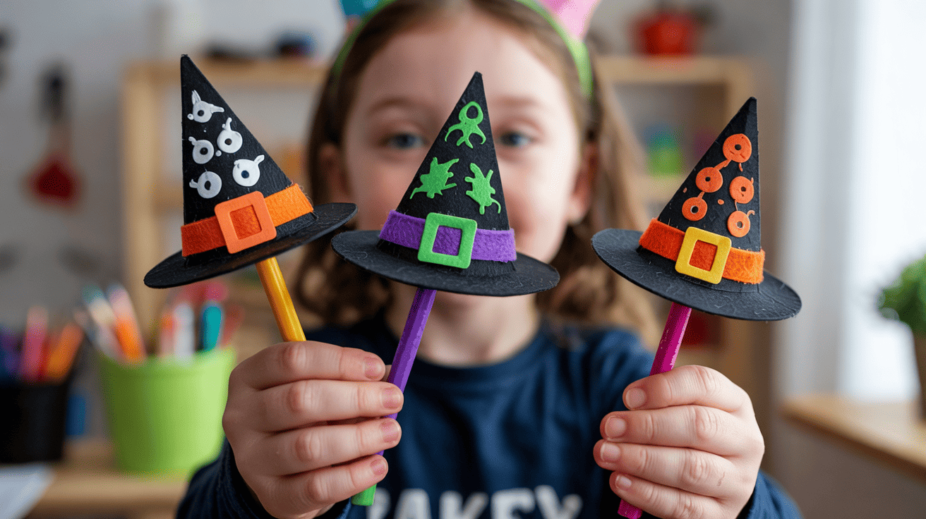 Witch Hat Pencil Toppers Kids Halloween Craft