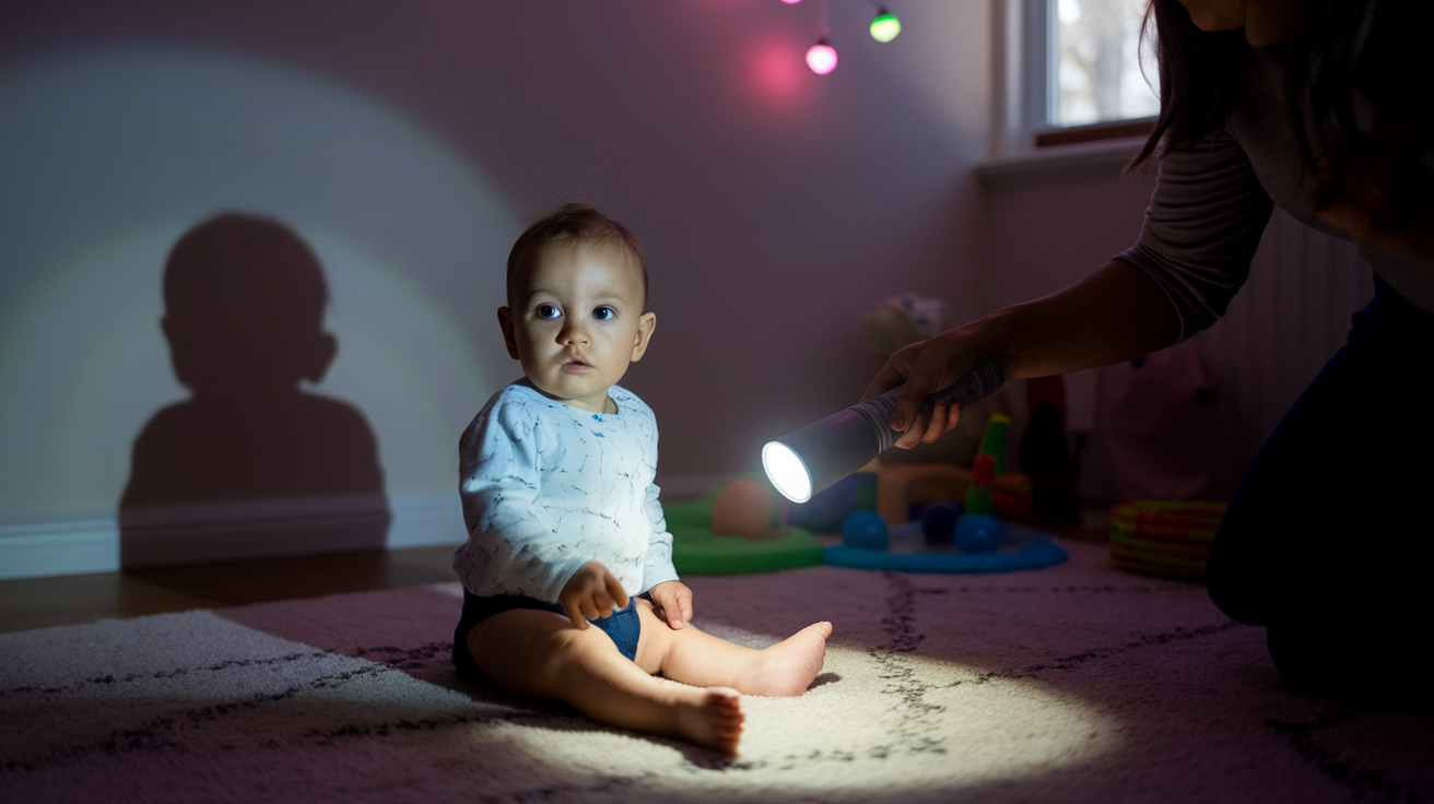 a photo of a baby sitting on a rug