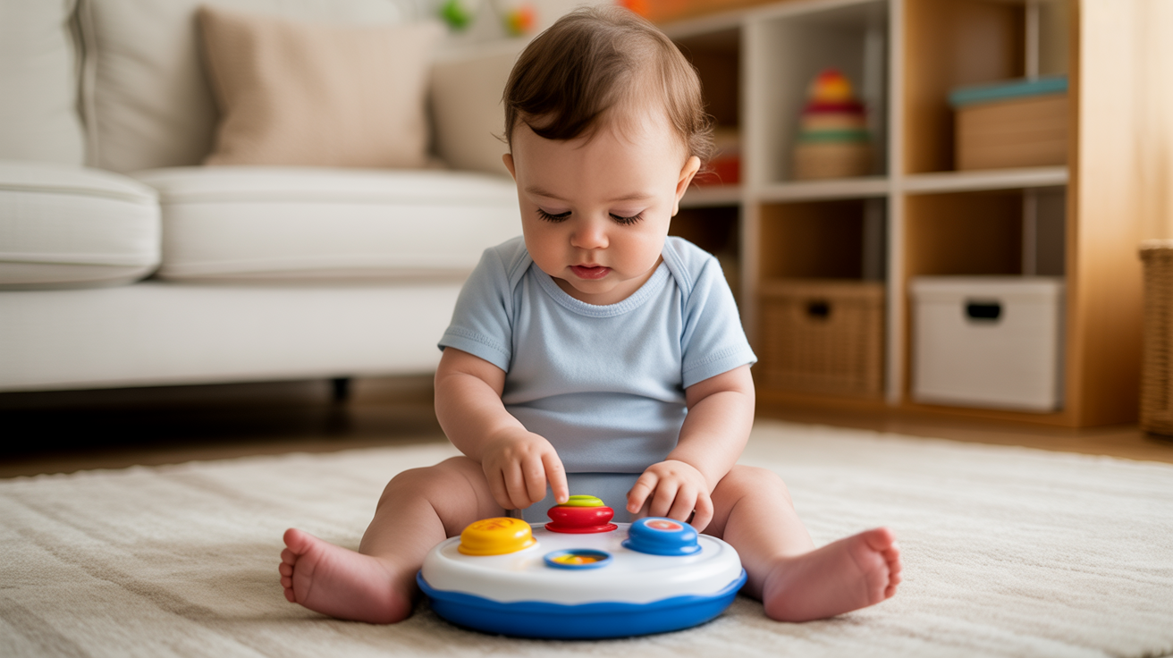 baby playing with muscial toys