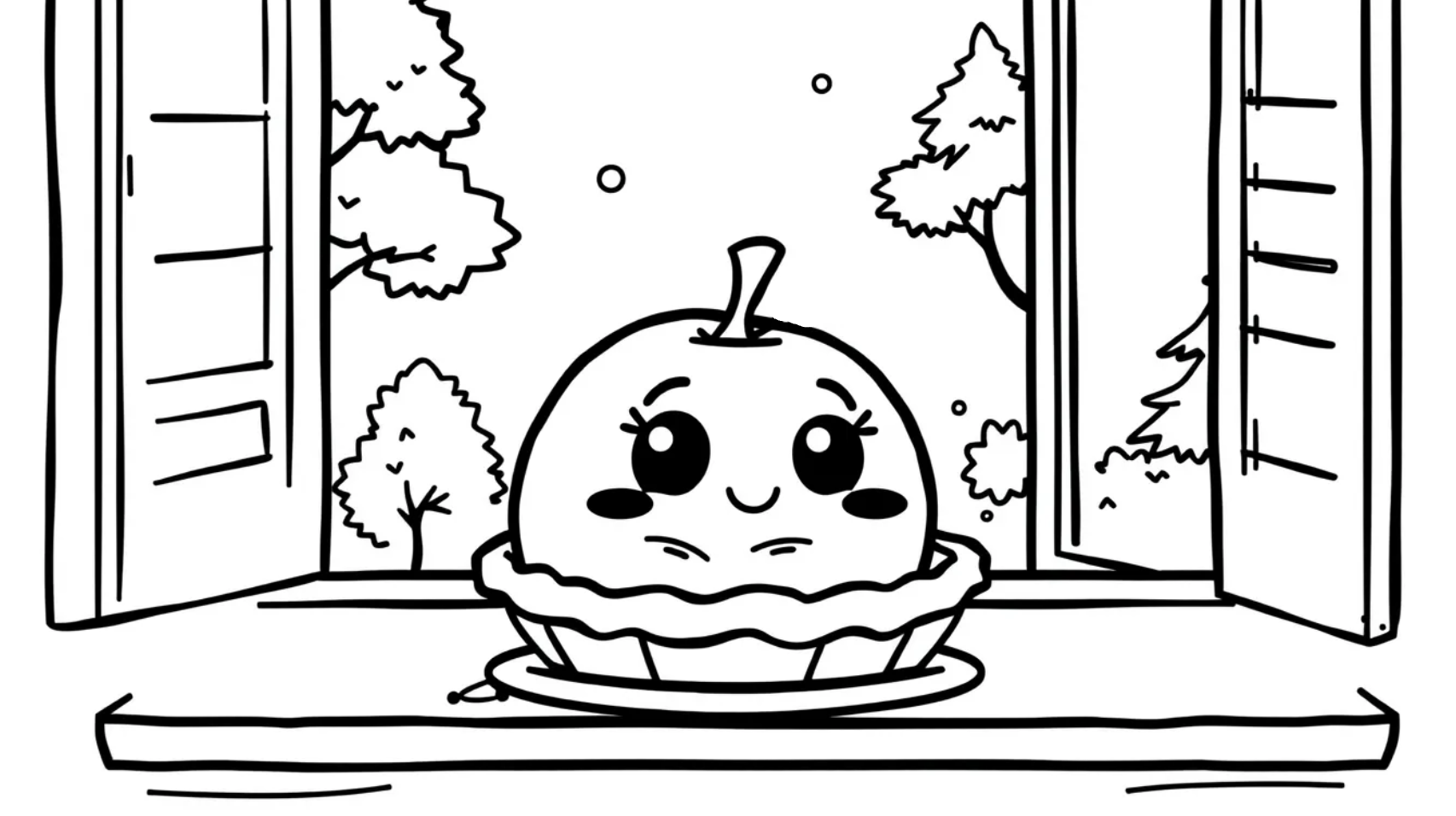 Apple pie cooling on a windowsill