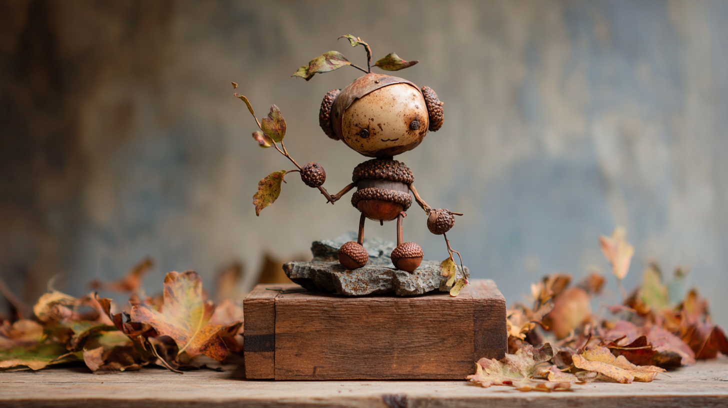 Autumn Acorn Sculpture With Twig Arms Legs