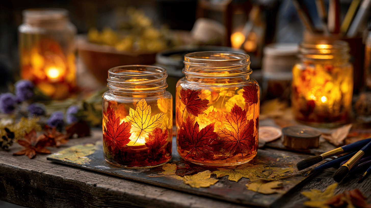 Autumn Leaf Candle Holder Craft For Kids
