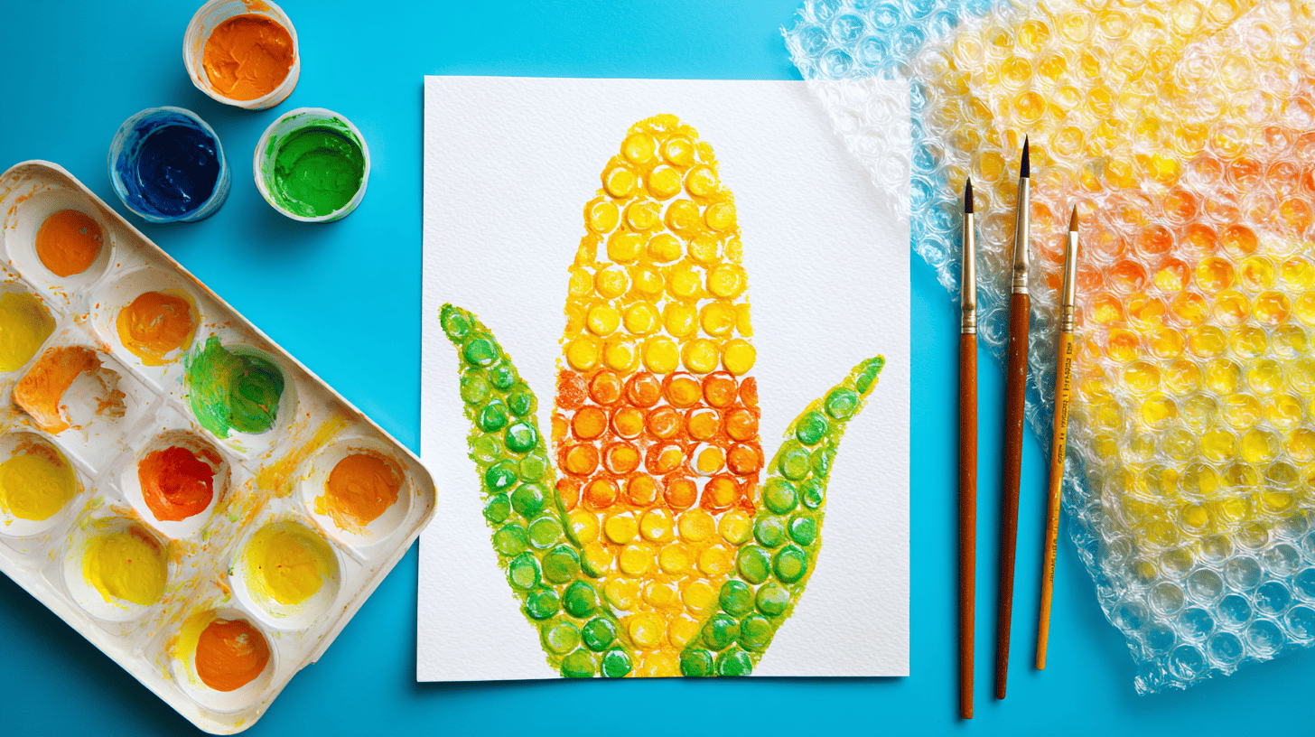 Bubble Wrap Corn Printing Craft For Toddlers