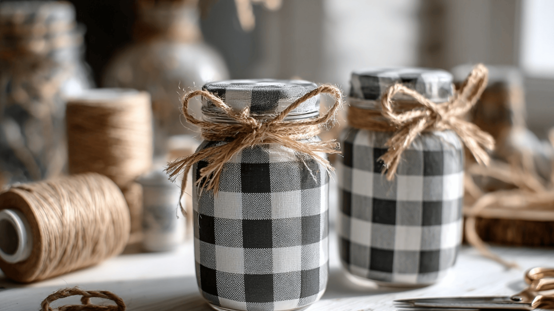 Buffalo Check Mason Jar Décor