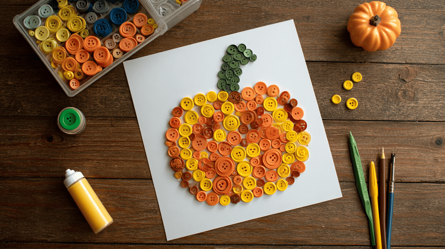 Button Art Pumpkin Craft For Kids