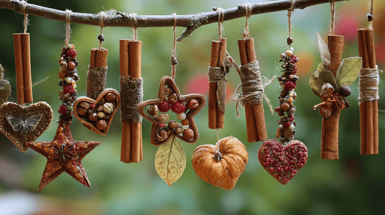 Cinnamon Stick Ornaments With Beads And Ribbon