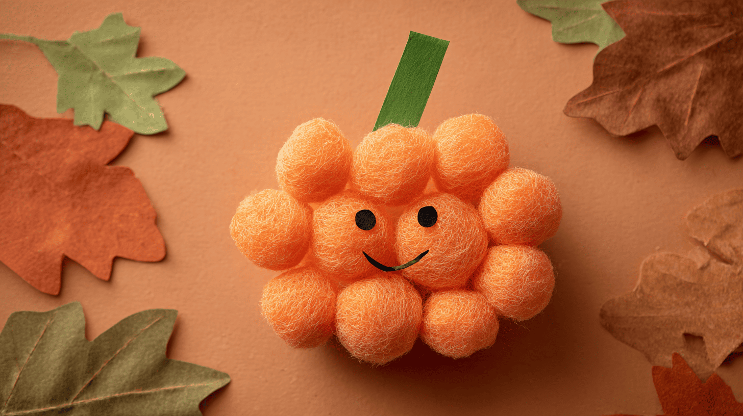 Cotton Ball Pumpkins Fall Craft