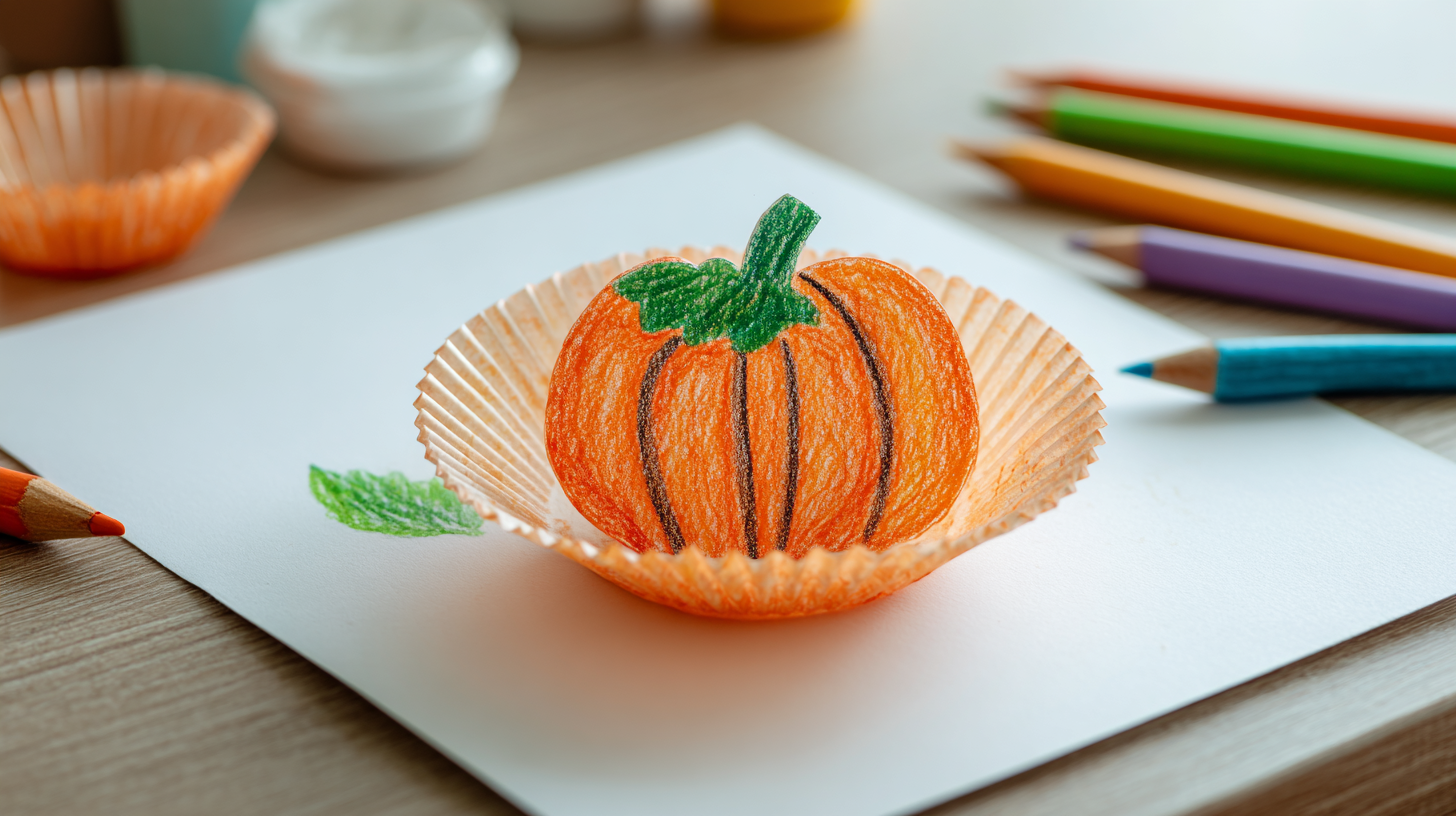Cupcake Liner Pumpkin Craft For Toddlers