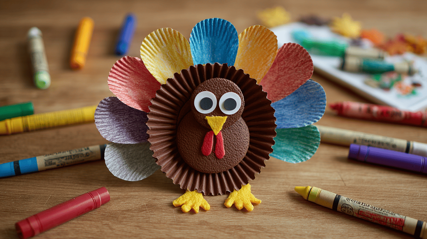 Cupcake Liner Turkey Craft For Toddlers