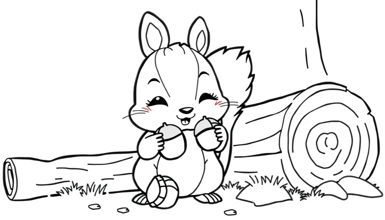 Cute Chipmunk with Acorns