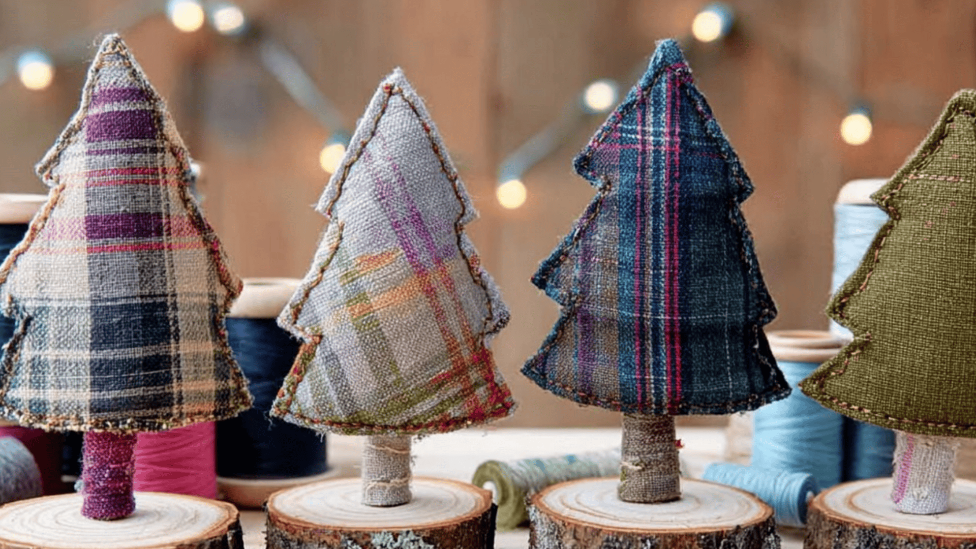 Fabric Scraps Tartan Trees
