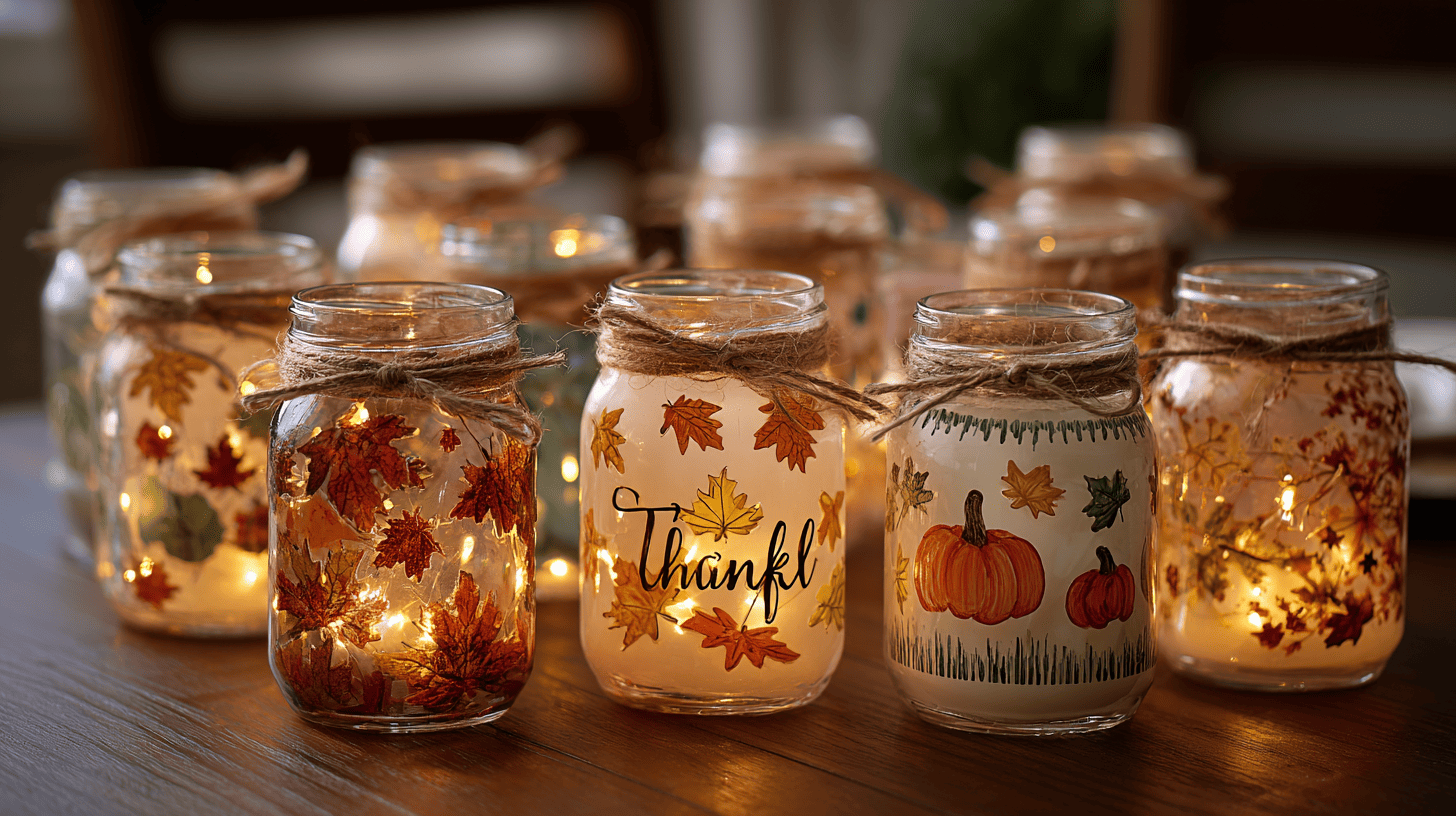 Fall Themed Mason Jar Lanterns Craft For Kids