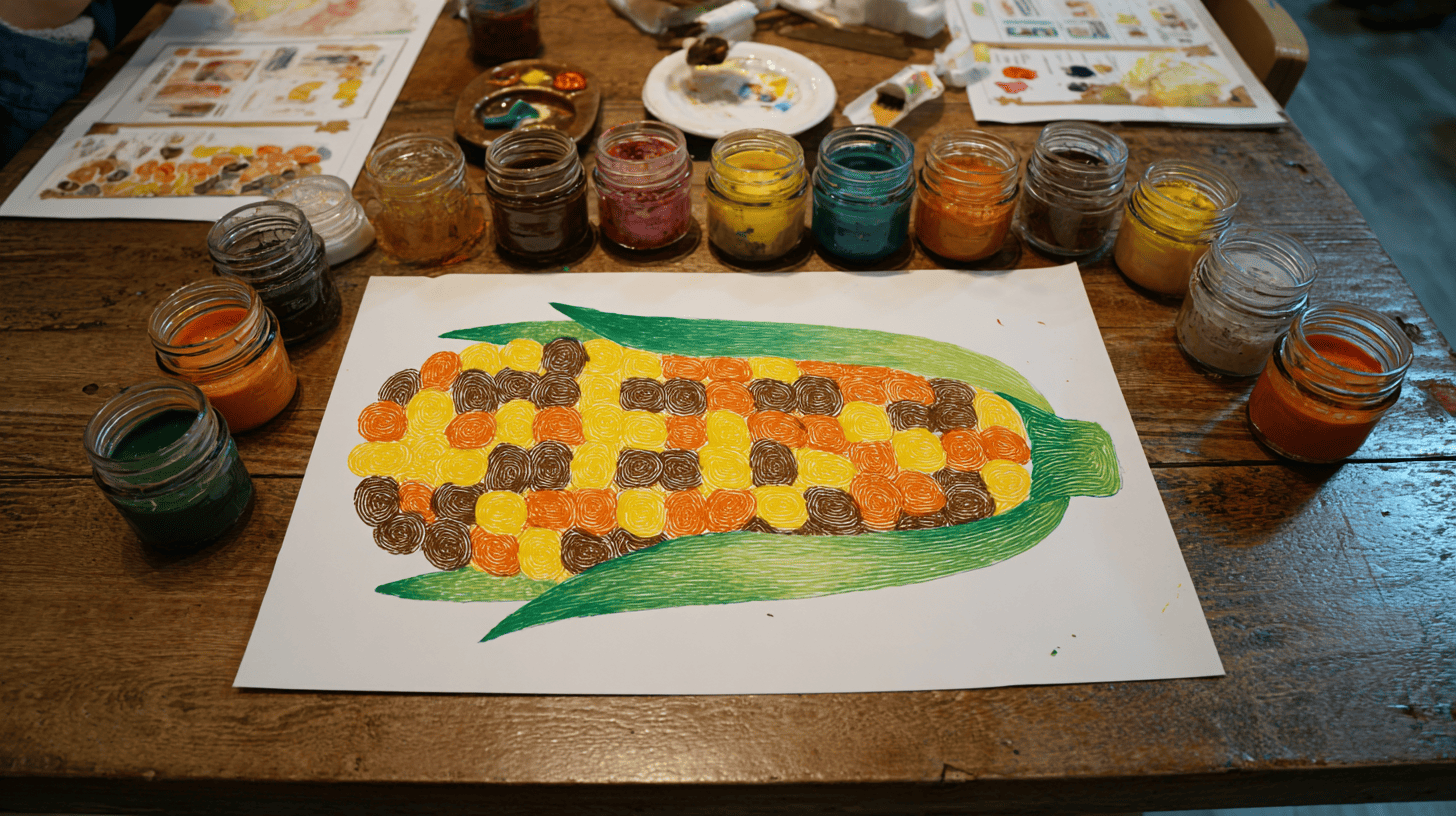 Fingerprint Corn On The Cob Craft For Preschoolers