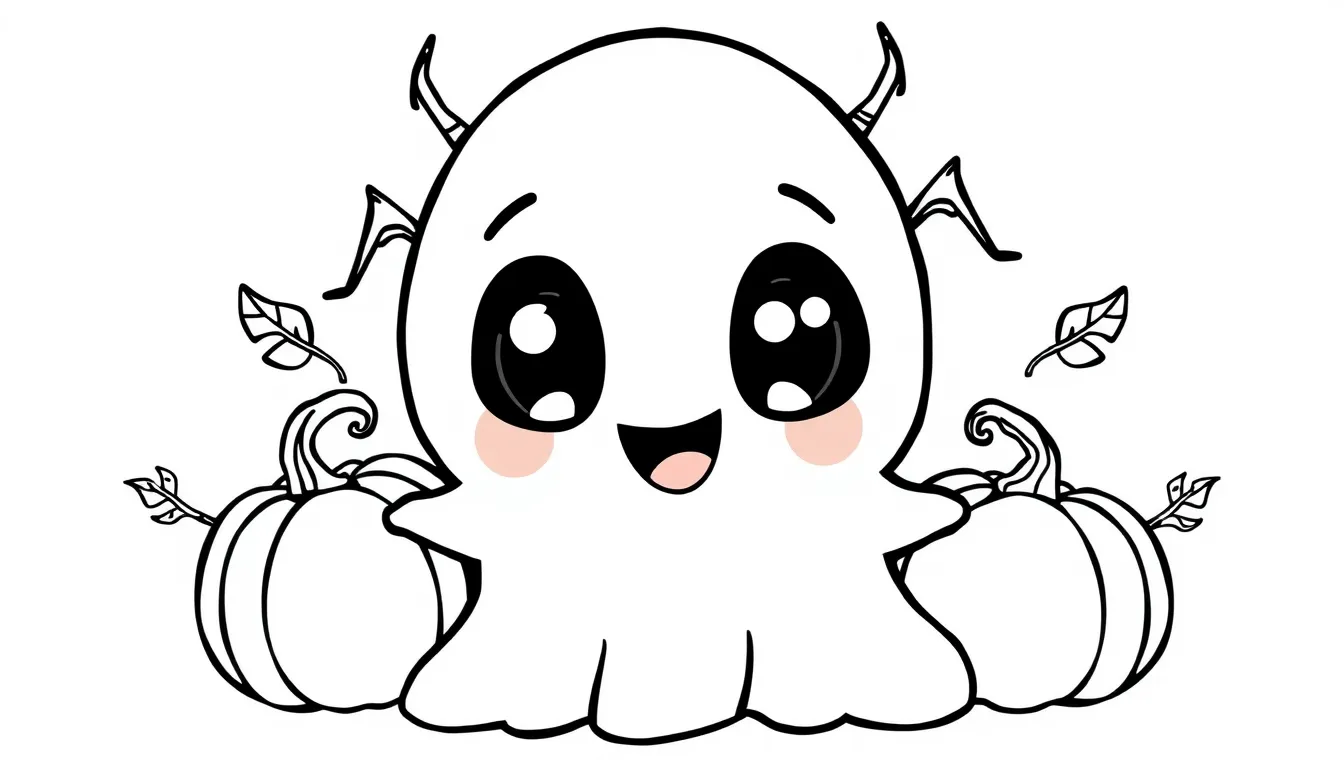 Friendly ghost with pumpkins