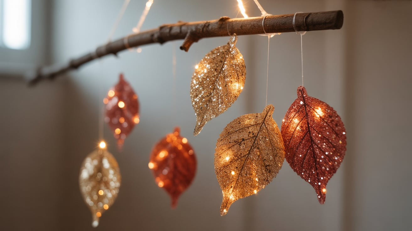 Glitter Leaf Mobiles Fall Craft