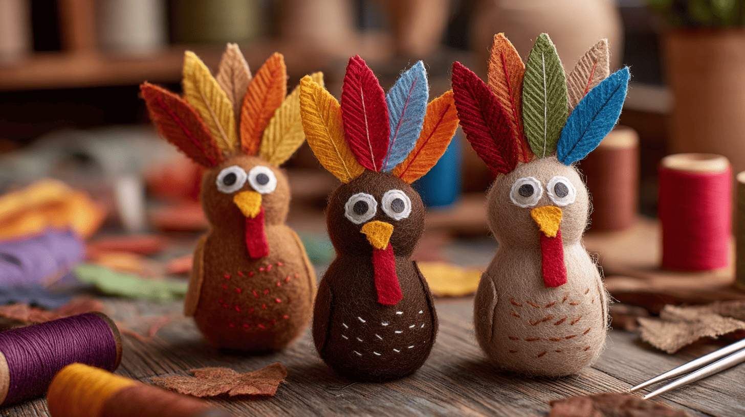 Hand Stitched Felt Turkey Craft For Kids