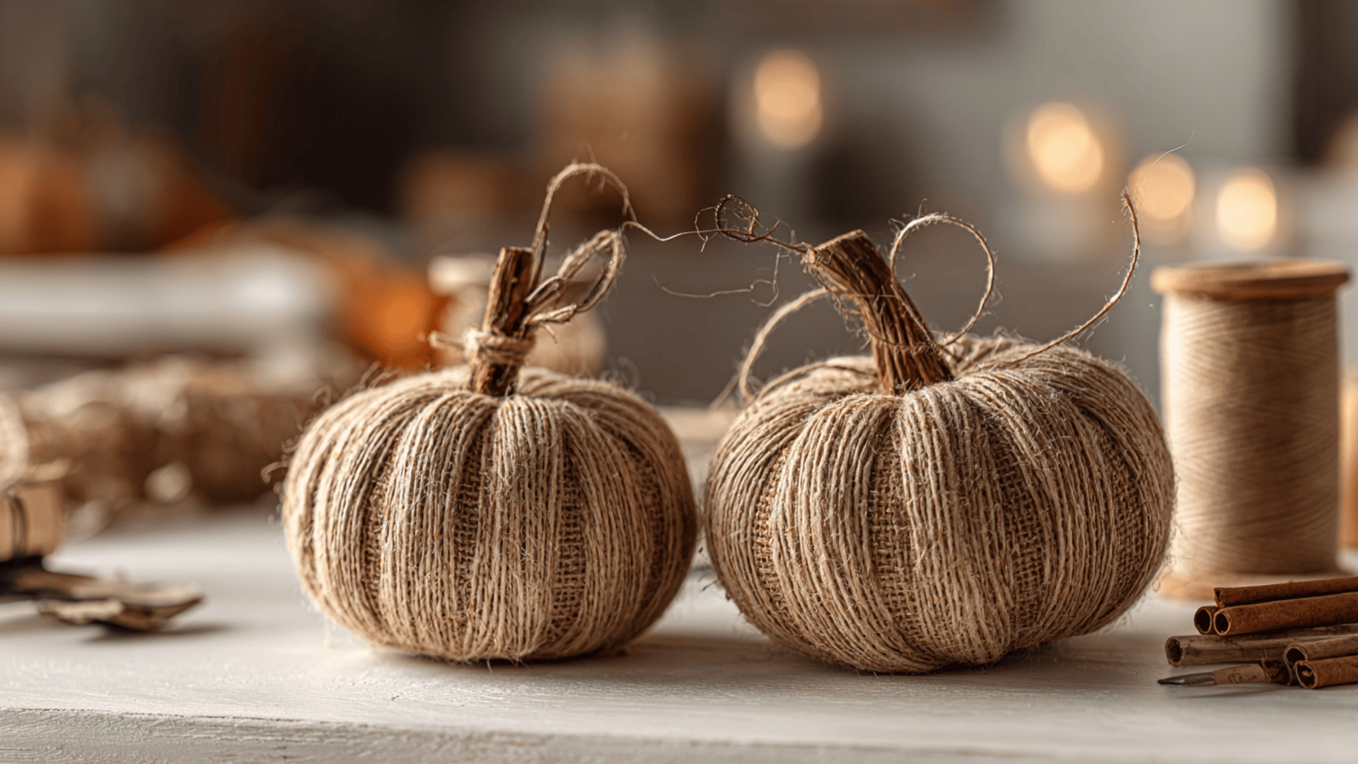 Jute Wrapped Pumpkins