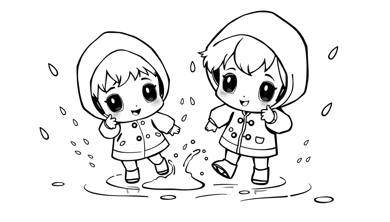 Kids Splashing in Puddles