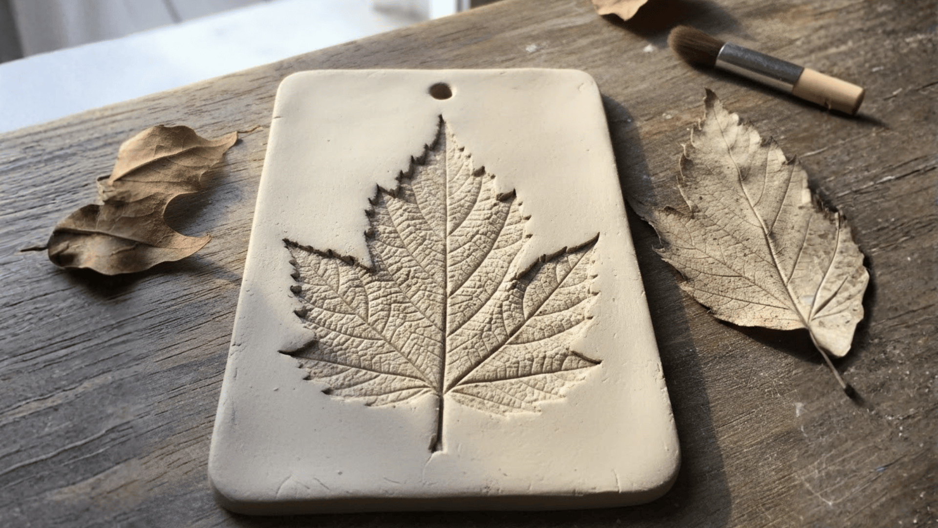 Leaf Imprint On Air Dry Clay Pressing Art
