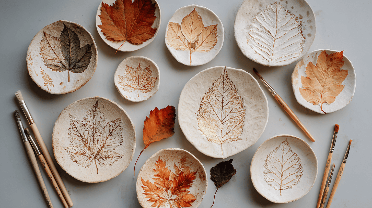 Leaf Pressed Clay Dish Craft For Kids