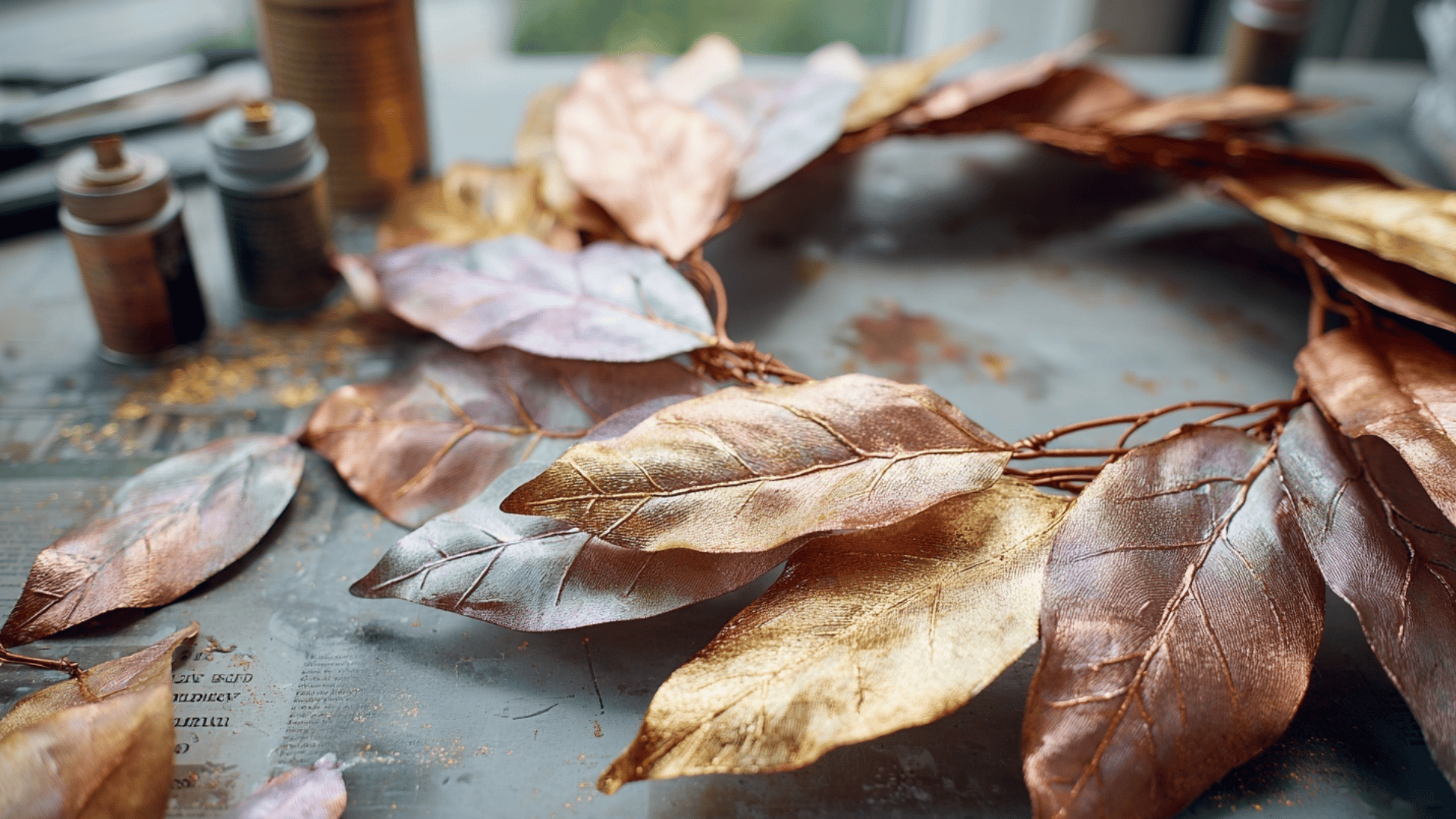 Metallic Magnolia Leaf Wreath