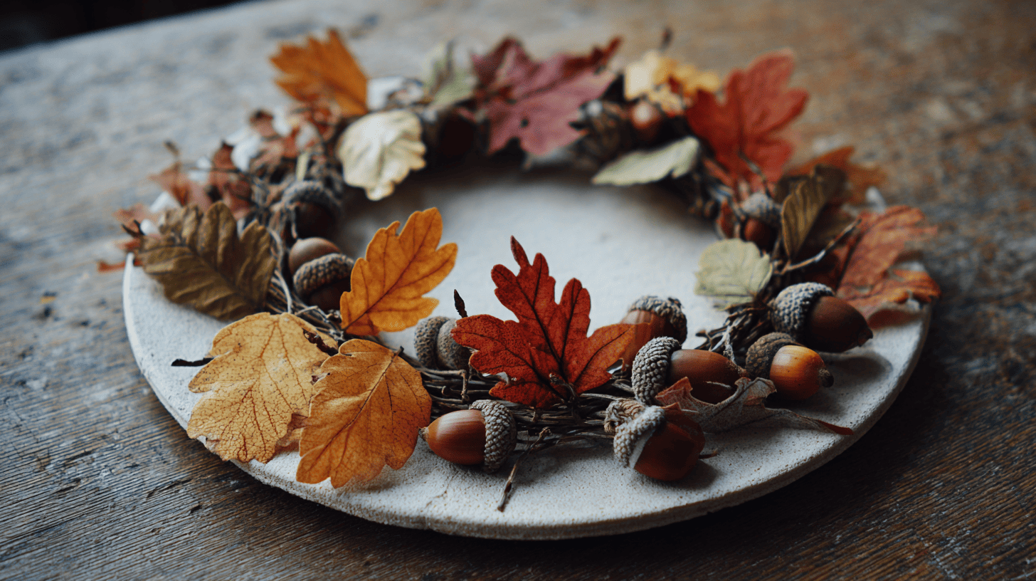 Nature Walk Wreath With Leaves And Acorns