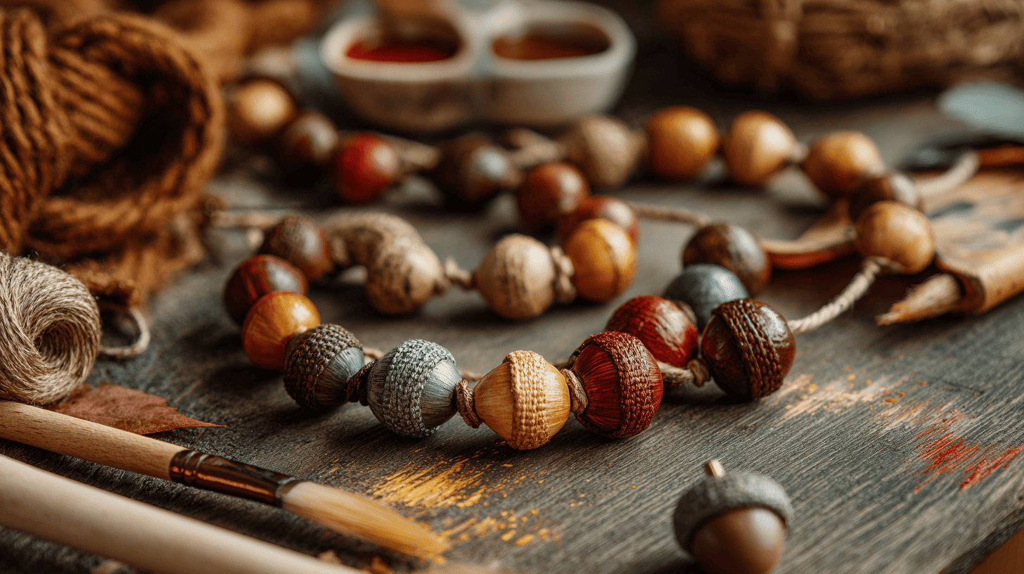 Painted Acorn Necklace Fall Kids Craft