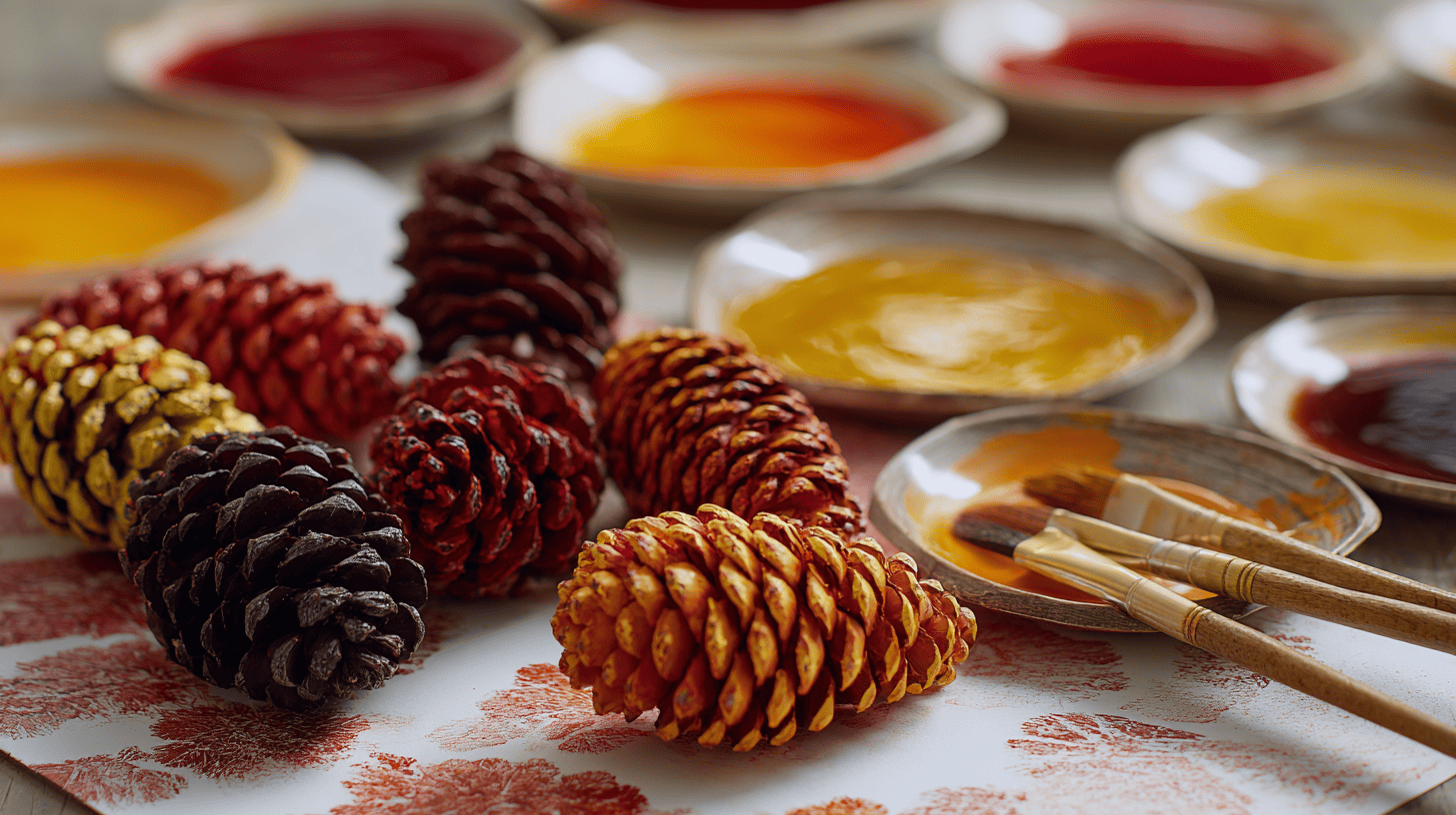 Painted Pinecones Creating Fall Texture Art
