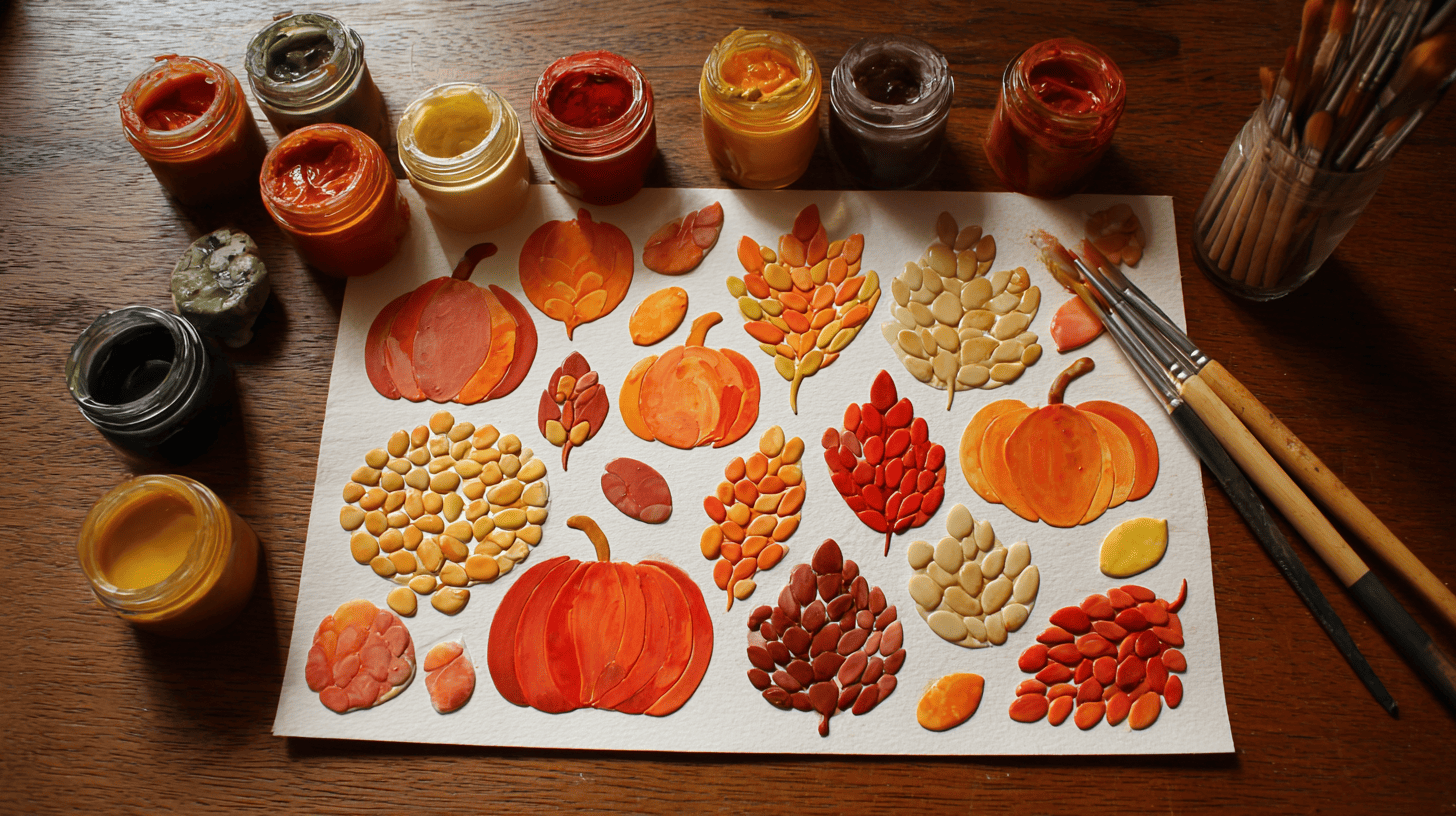 Painted Pumpkin Seed Mosaic Fall Craft