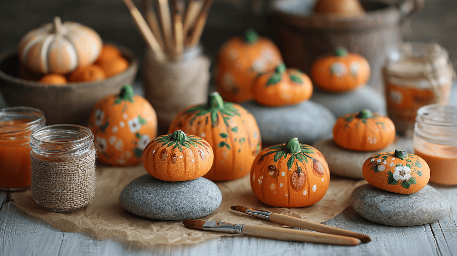 Painted Rock Pumpkin Craft For Kids
