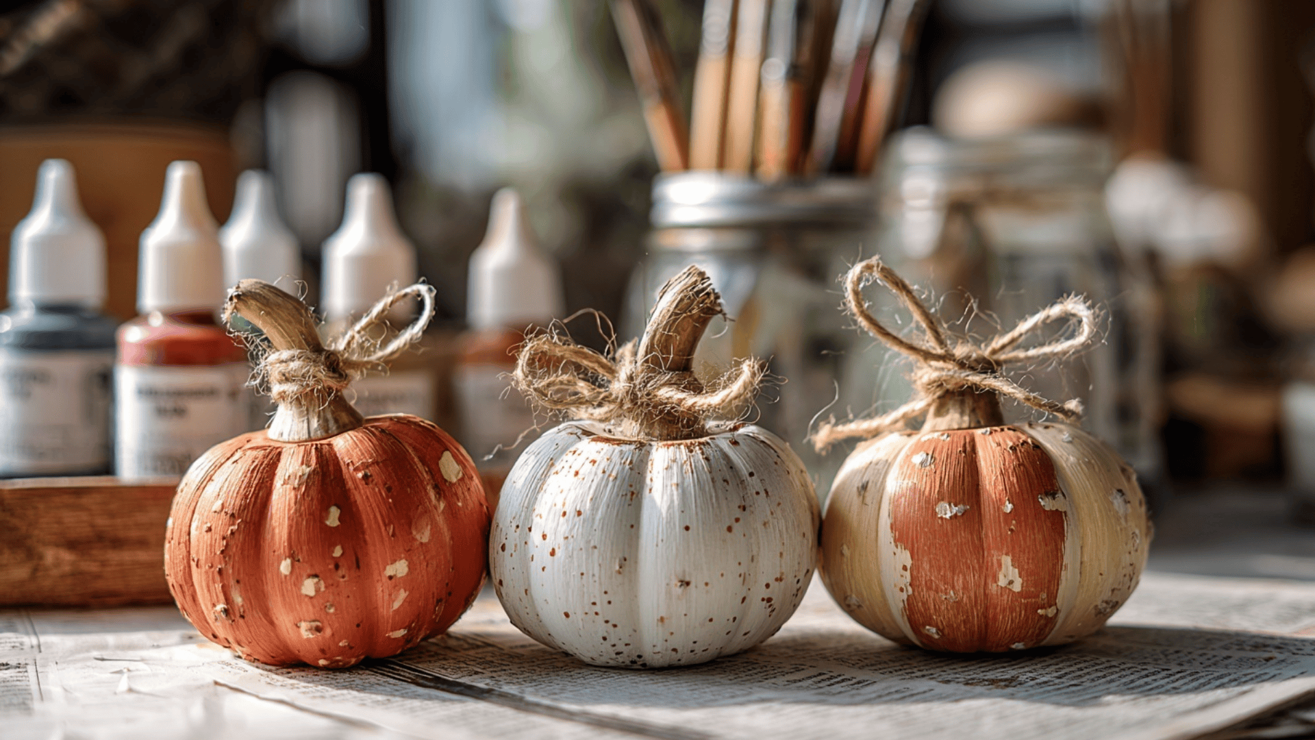Painted Wood Slice Pumpkins