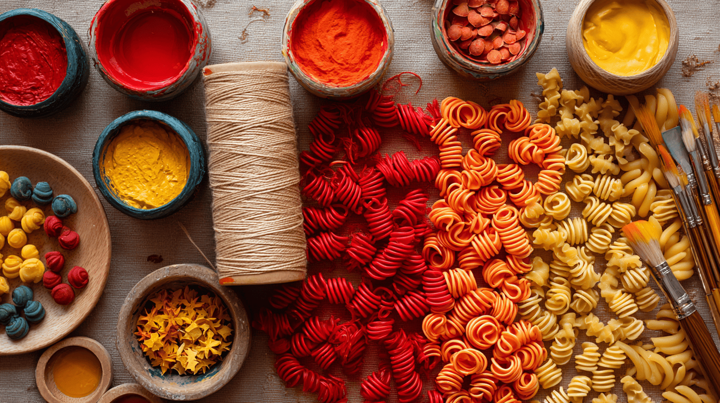 Pasta Necklace Fall Colors Craft For Preschoolers