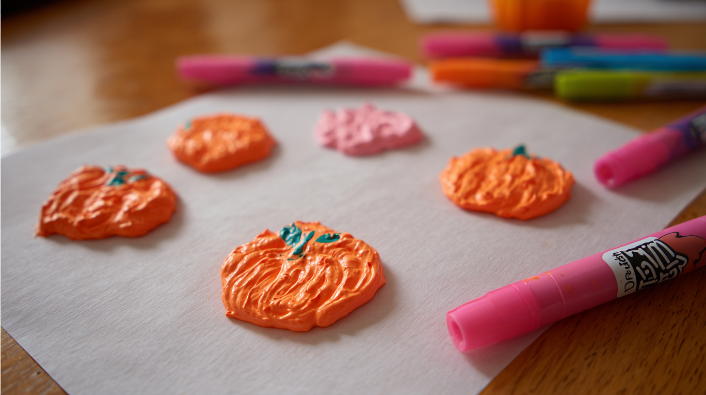 Puffy Paint Textured Pumpkin Craft On Paper