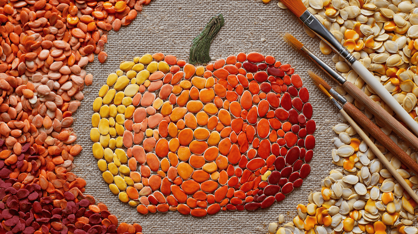 Pumpkin Seed Mosaics Fall Craft