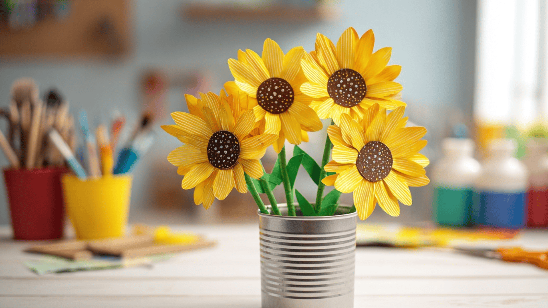 Recycled Cardboard Sunflowers
