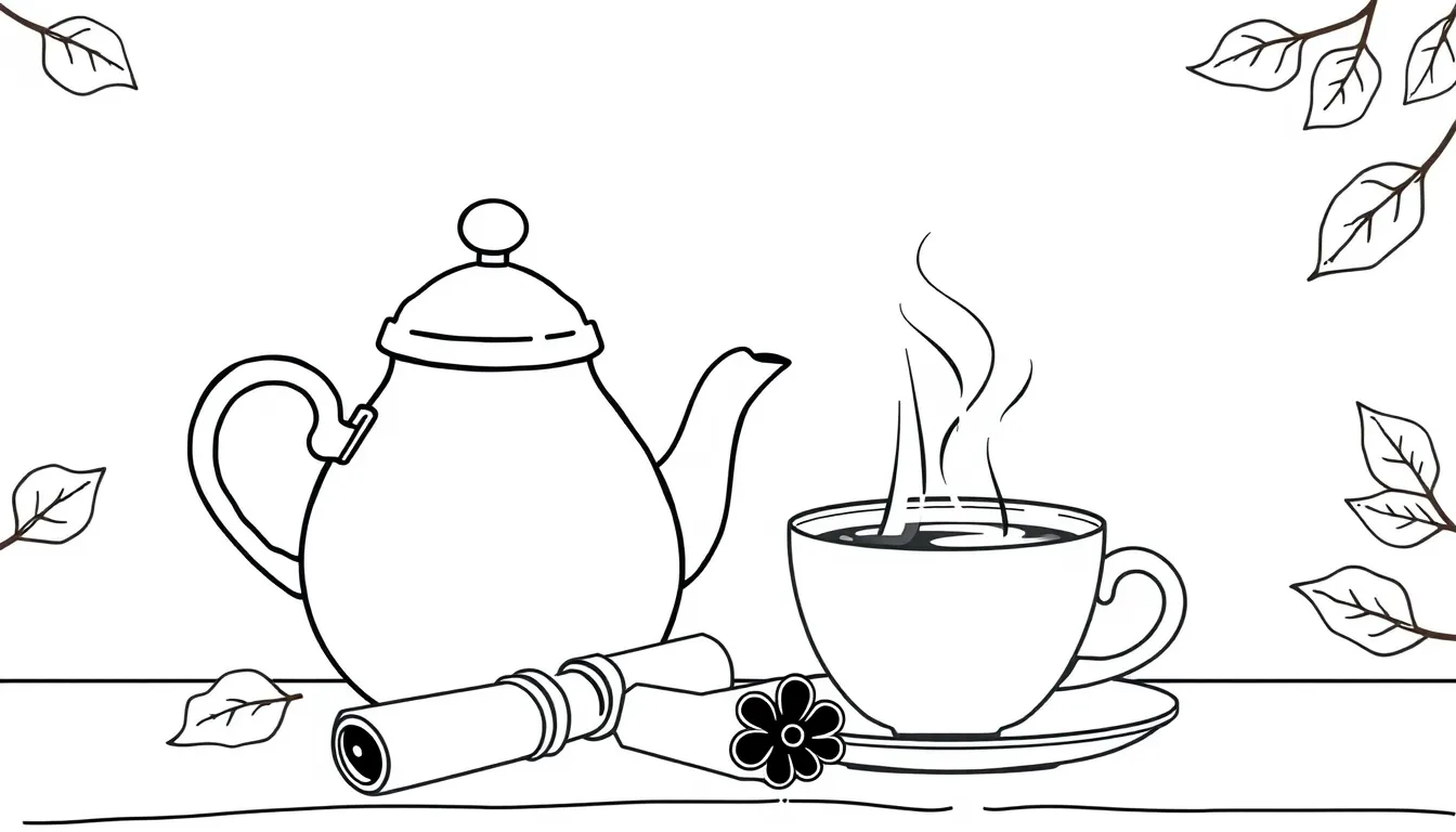 Tea Kettle and Cup on Rustic Table