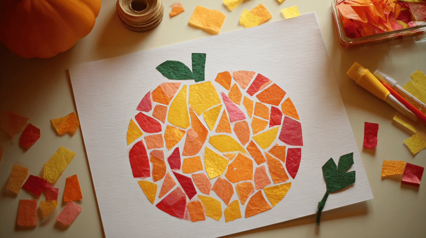 Tissue Paper Mosaic Pumpkin Craft For Preschoolers
