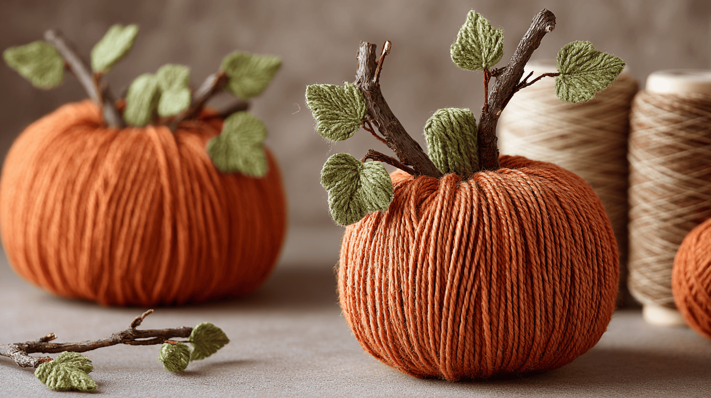 Twig And Yarn Pumpkin Craft For Thanksgiving