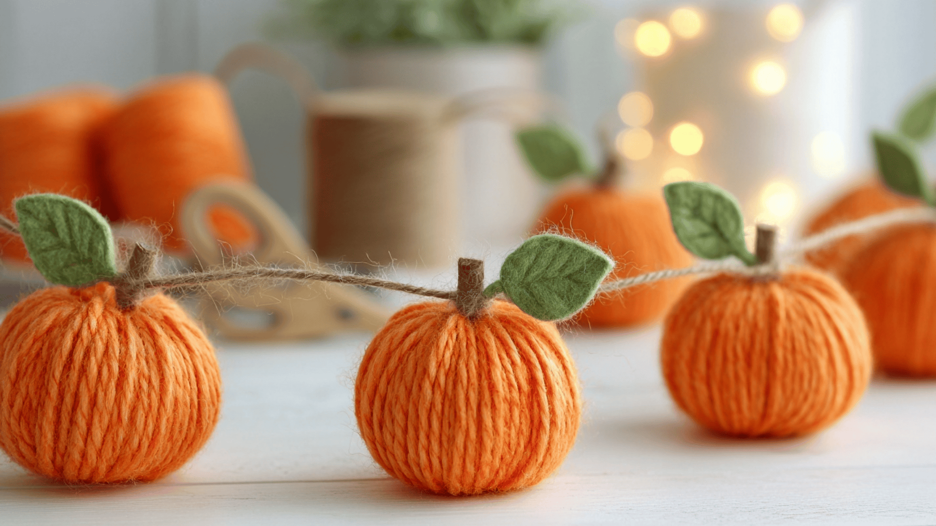 Yarn Pumpkin Garland