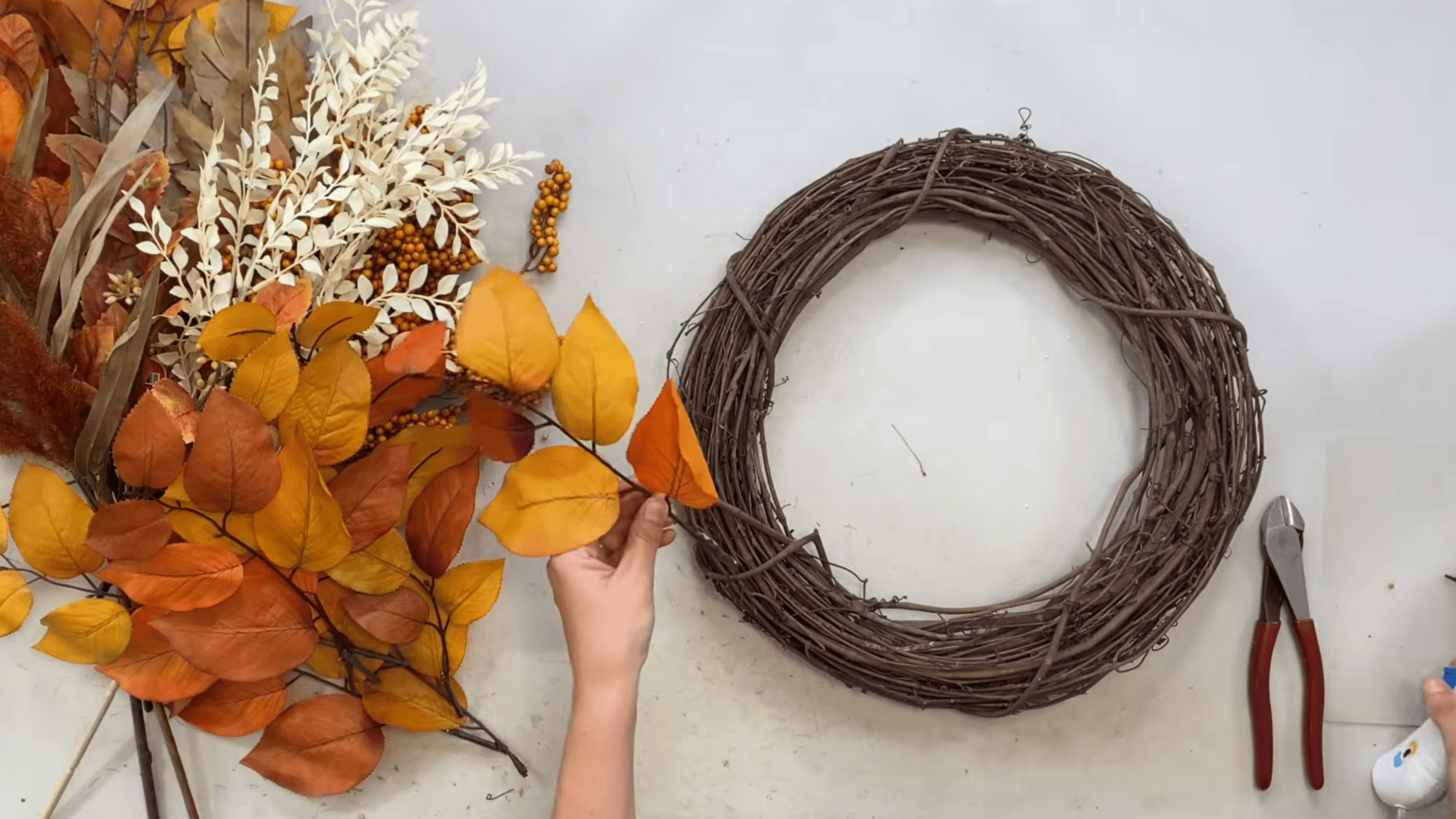 prep your wreath base and cut the stems
