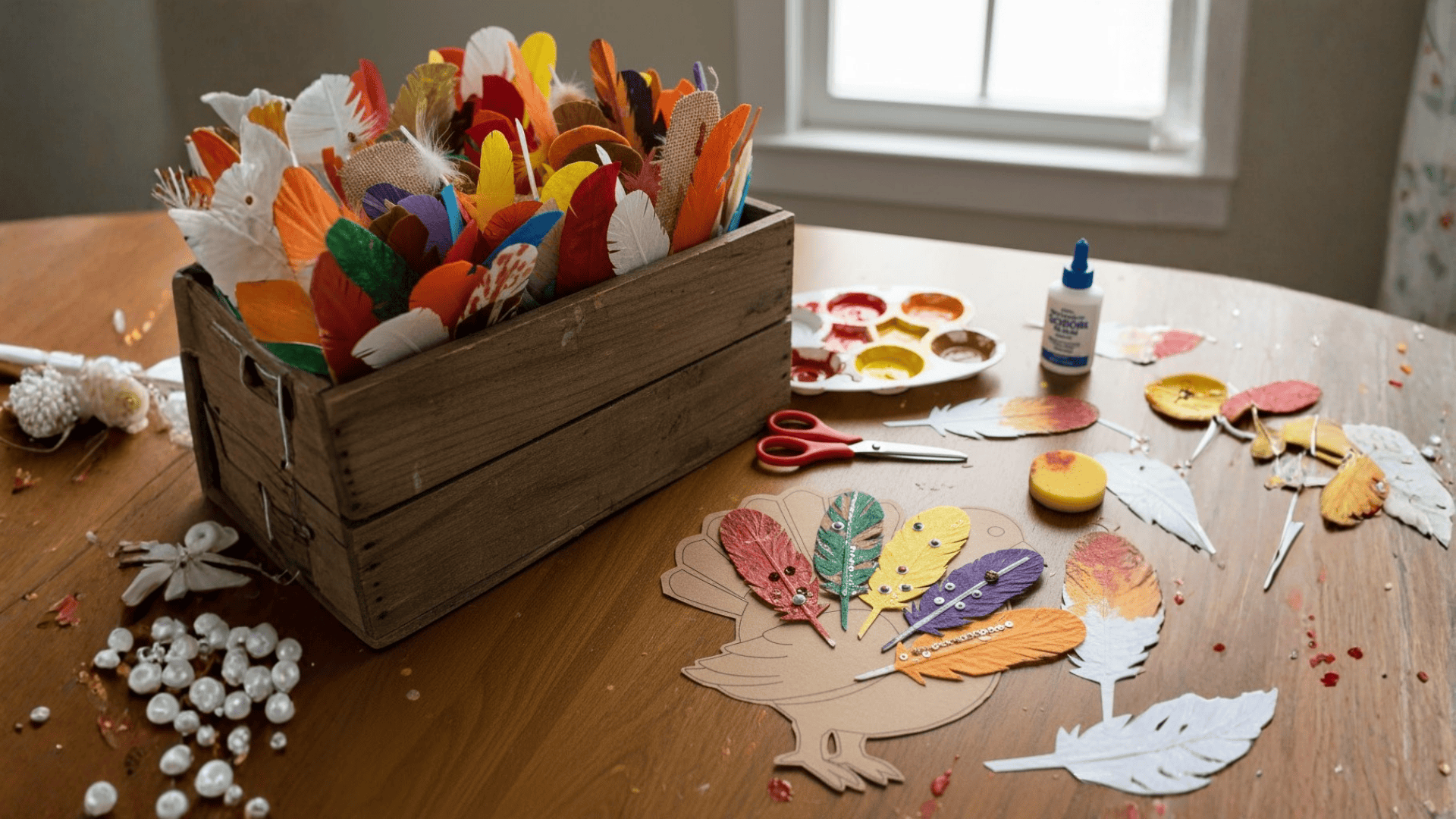 turkey feather sorting bin