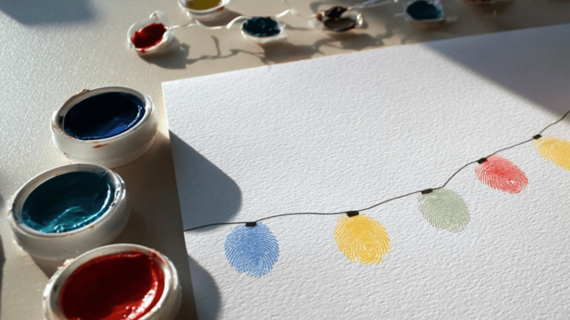 Fingerprint Christmas Lights Card